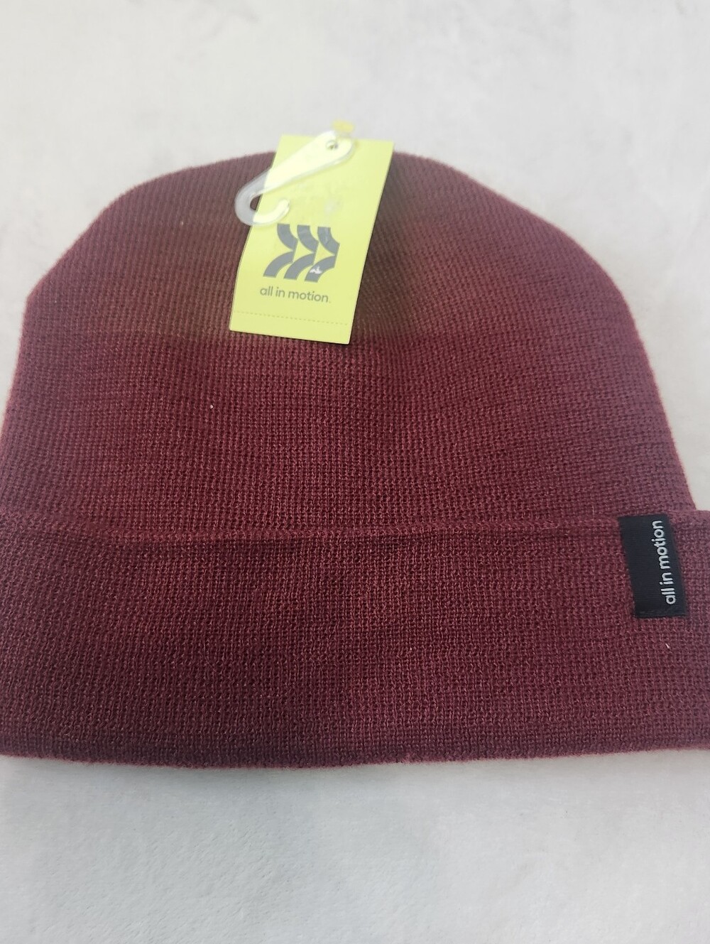 NWT All in Motion Maroon Cuffed Knit Beanie Hat